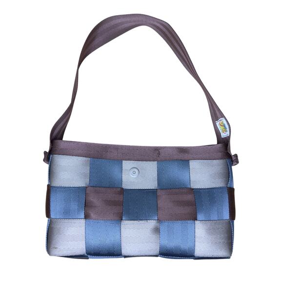 Vintage Handbags - Sarah Kruse Designs Seatbelt Purse Bag Mini Shoulder Brown Blue‎ Y2K